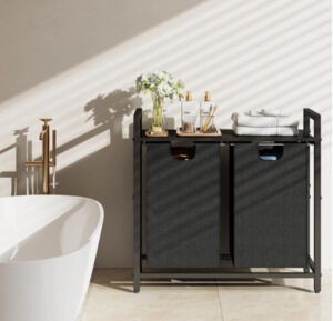 Laundry Basket Organizer, Laundry Hamper with Shelf & 2 Pull-Out Removable Bags,